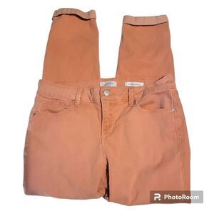 Jessica Simpson Women's Size 6 Peach Denim Mid-Rise Rolled Crop Skinny Jeans